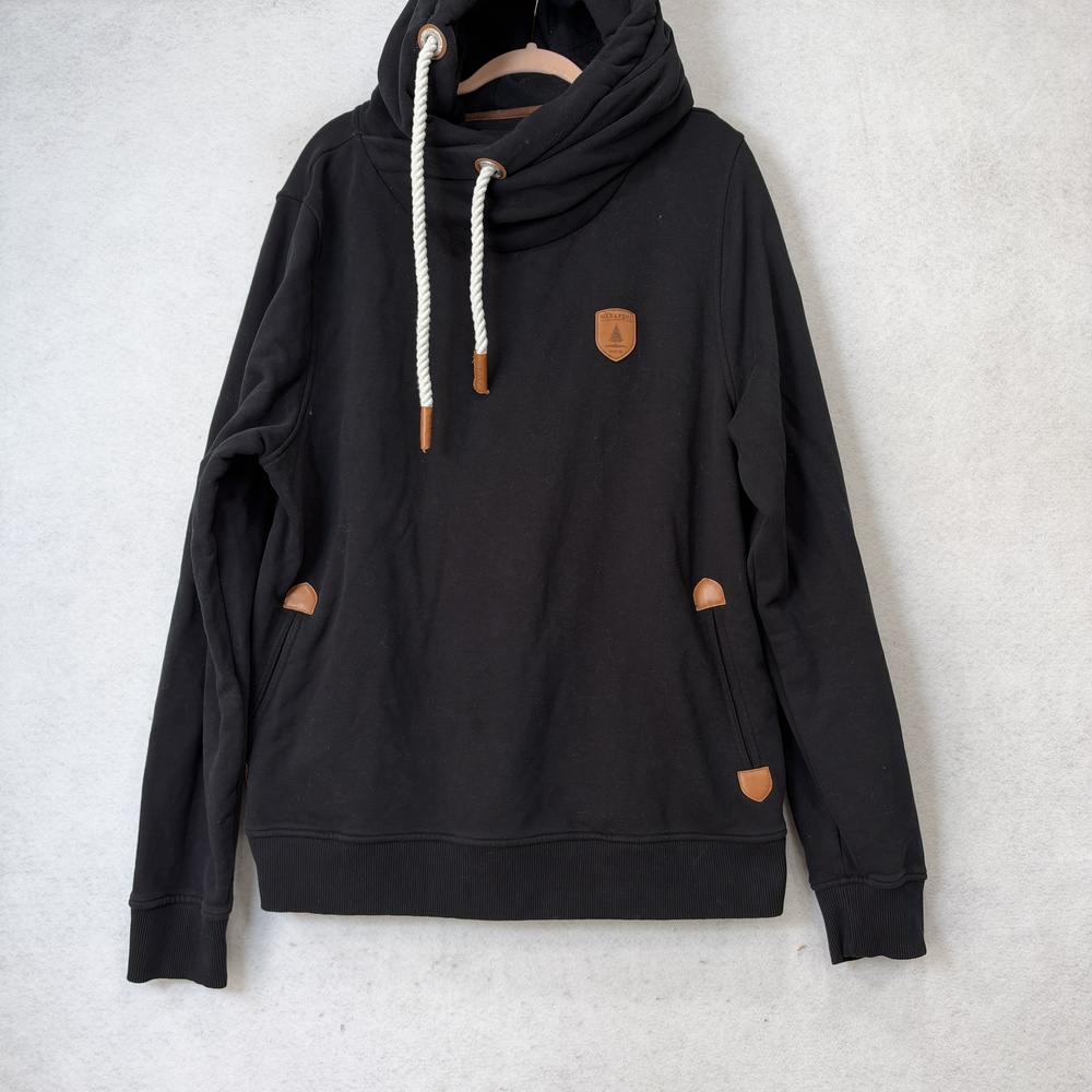 Wanakome Hoodie Womens 2XL Black Fleece Funnel Neck Drawstring Pullover Pockets